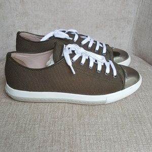Miu Miu Gray Silver Cap Toe Fabric Sneakers